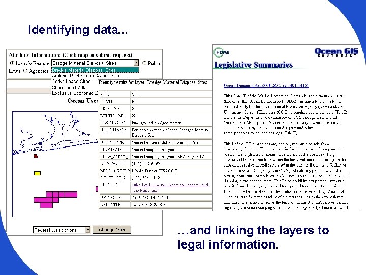 Identifying data. . . …and linking the layers to legal information. 