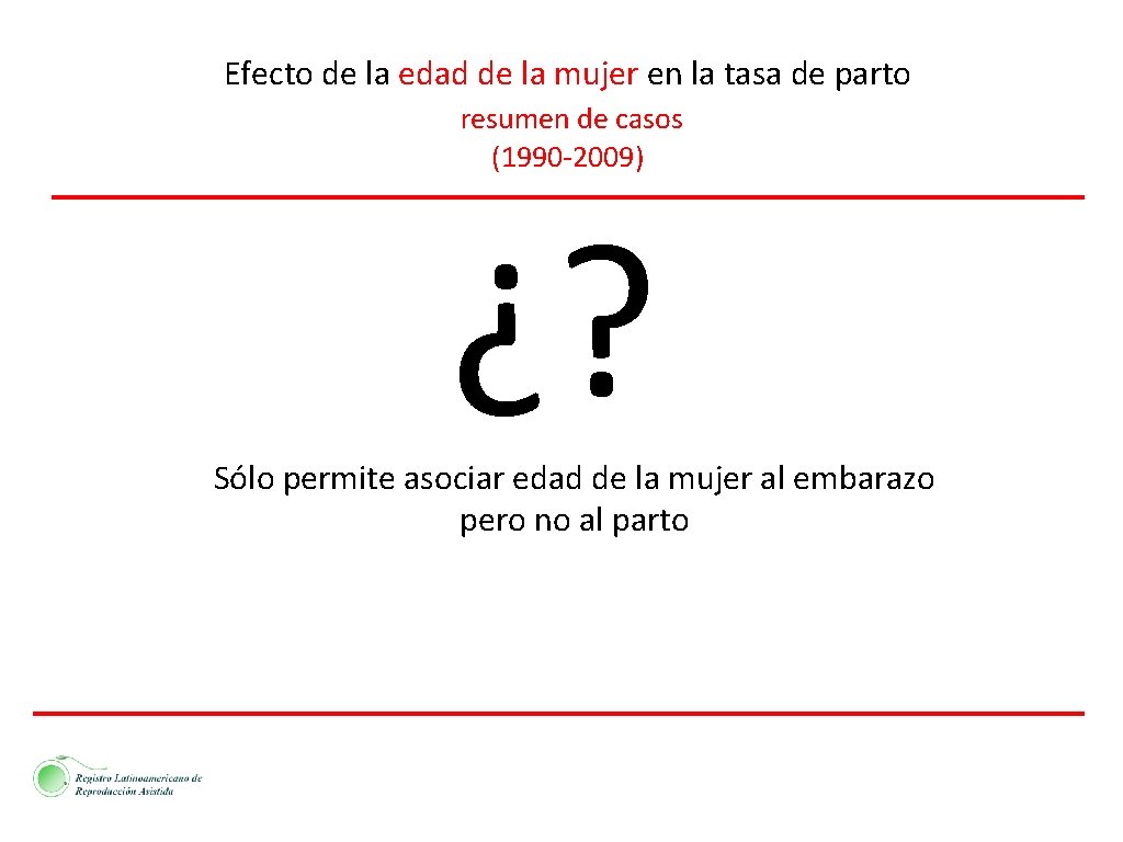 Efecto de la edad de la mujer en la tasa de parto resumen de