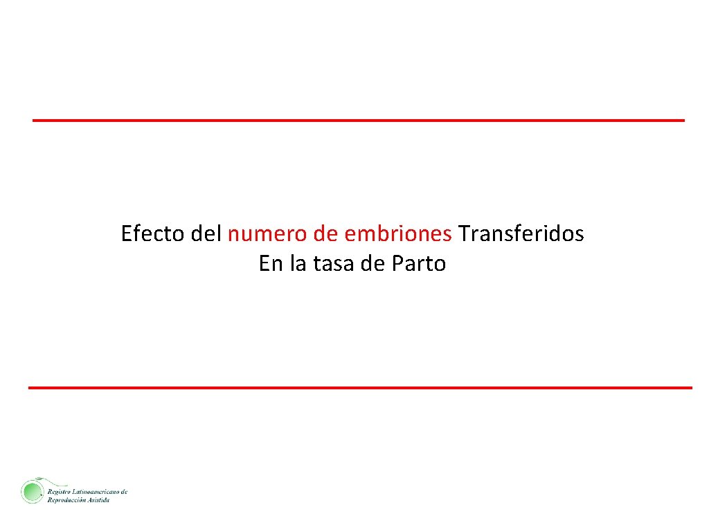 Efecto del numero de embriones Transferidos En la tasa de Parto 