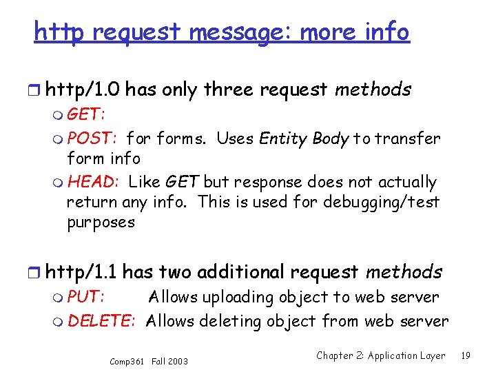 http request message: more info r http/1. 0 has only three request methods m