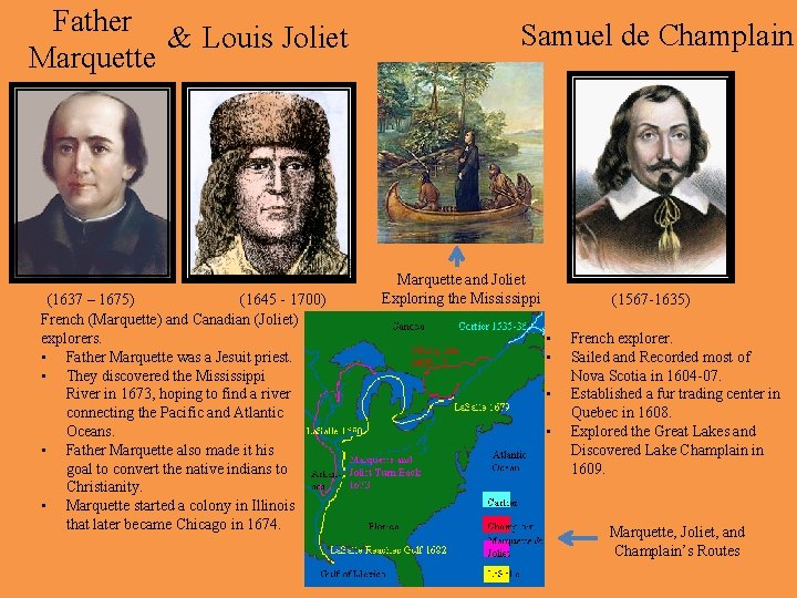 Father & Louis Joliet Marquette (1645 - 1700) (1637 – 1675) French (Marquette) and