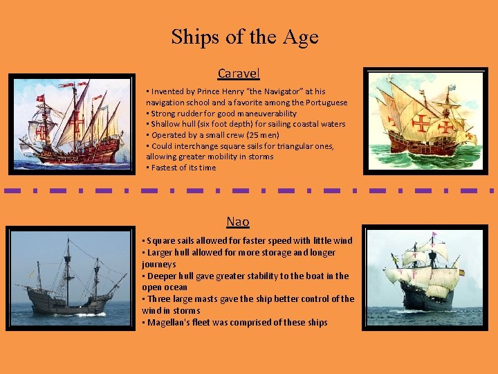 Ships of the Age Caravel One ship of this time period was called a