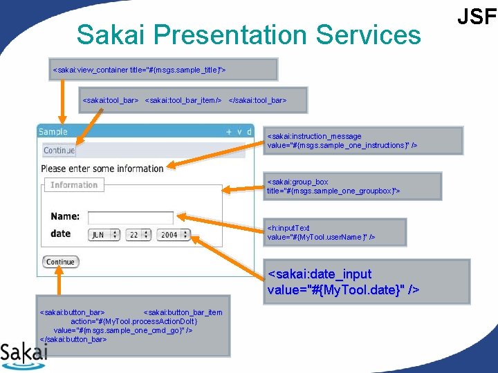 Sakai Presentation Services <sakai: view_container title="#{msgs. sample_title}"> <sakai: tool_bar_item/> </sakai: tool_bar> <sakai: instruction_message value="#{msgs. Sakai Presentation Services <sakai: view_container title="#{msgs. sample_title}"> <sakai: tool_bar_item/> </sakai: tool_bar> <sakai: instruction_message value="#{msgs.