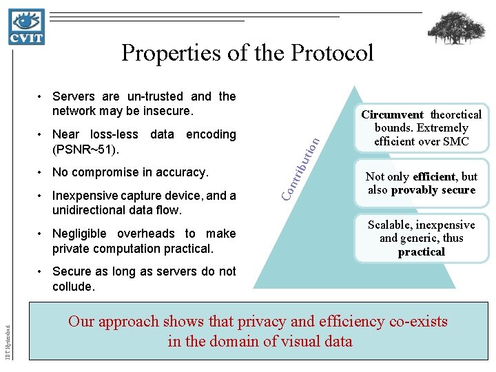 Properties of the Protocol • Inexpensive capture device, and a unidirectional data flow. • Properties of the Protocol • Inexpensive capture device, and a unidirectional data flow. •