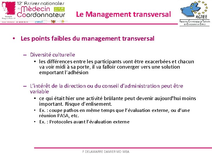 Le Management transversal • Les points faibles du management transversal – Diversité culturelle •
