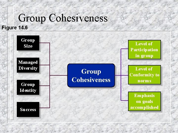 Group Cohesiveness Figure 14. 6 Group Size Managed Diversity Group Identity Success Level of