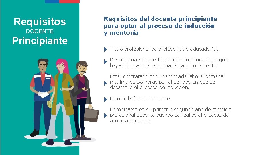 Requisitos DOCENTE Principiante Requisitos del docente principiante para optar al proceso de inducción y