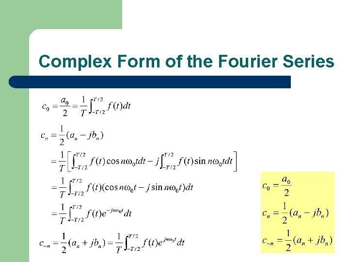 Complex Form of the Fourier Series 