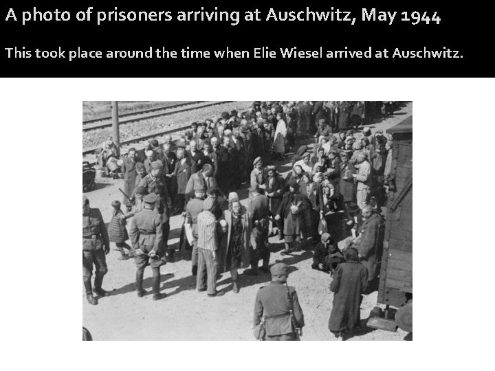 A photo of prisoners arriving at Auschwitz, May 1944 This took place around the A photo of prisoners arriving at Auschwitz, May 1944 This took place around the