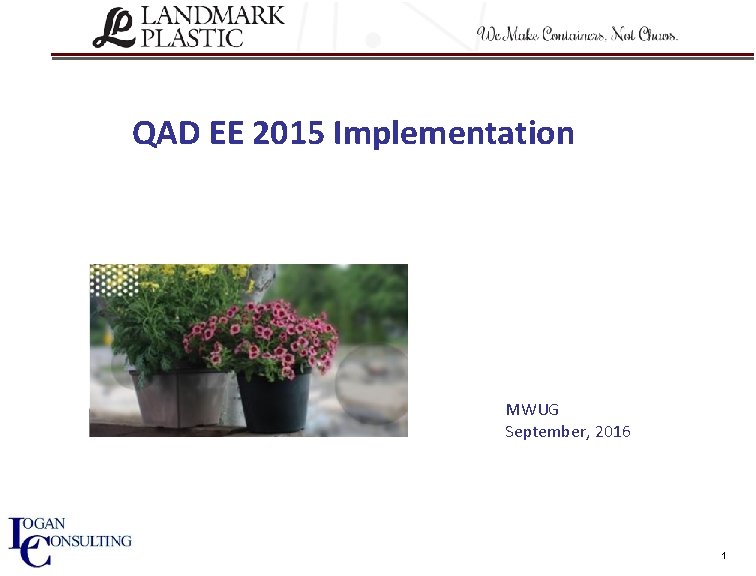 QAD EE 2015 Implementation MWUG September, 2016 1 