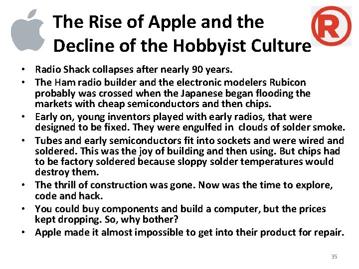 The Rise of Apple and the Decline of the Hobbyist Culture • Radio Shack
