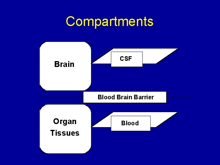 Compartments CSF Brain CSF Blood Brain Barrier Organ Tissues Blood 