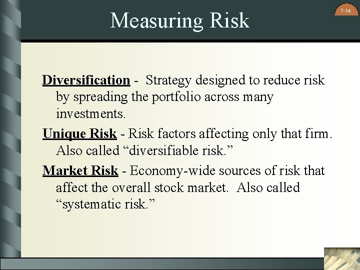 Measuring Risk Diversification - Strategy designed to reduce risk by spreading the portfolio across