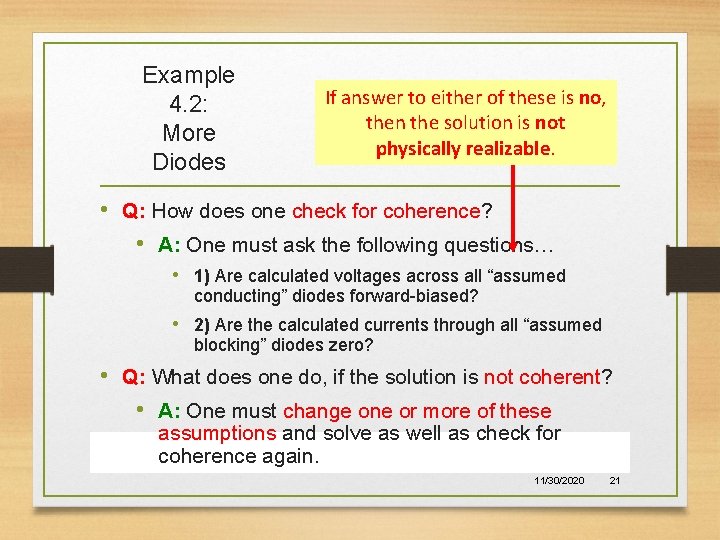 Example 4. 2: More Diodes If answer to either of these is no, then