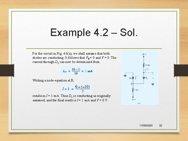 Example 4. 2 – Sol. For the circuit in Fig. 4. 6(a), we shall