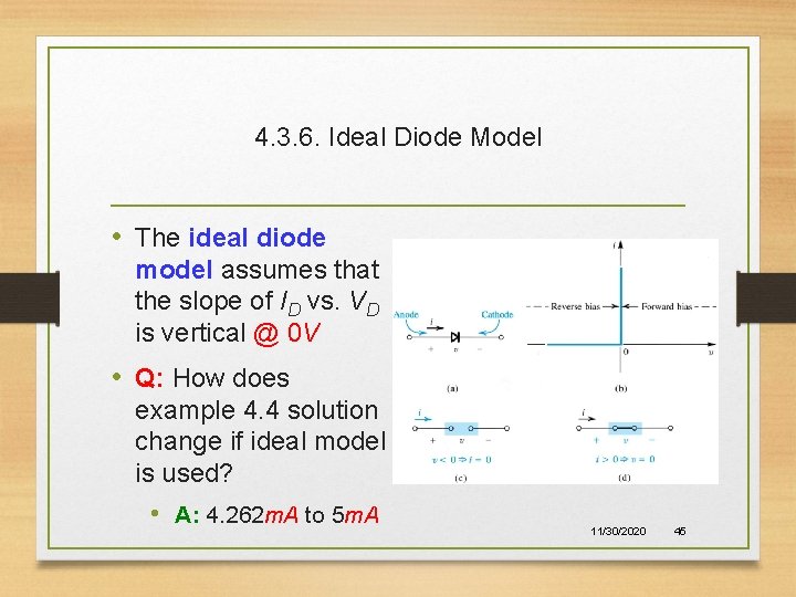 4. 3. 6. Ideal Diode Model • The ideal diode model assumes that the