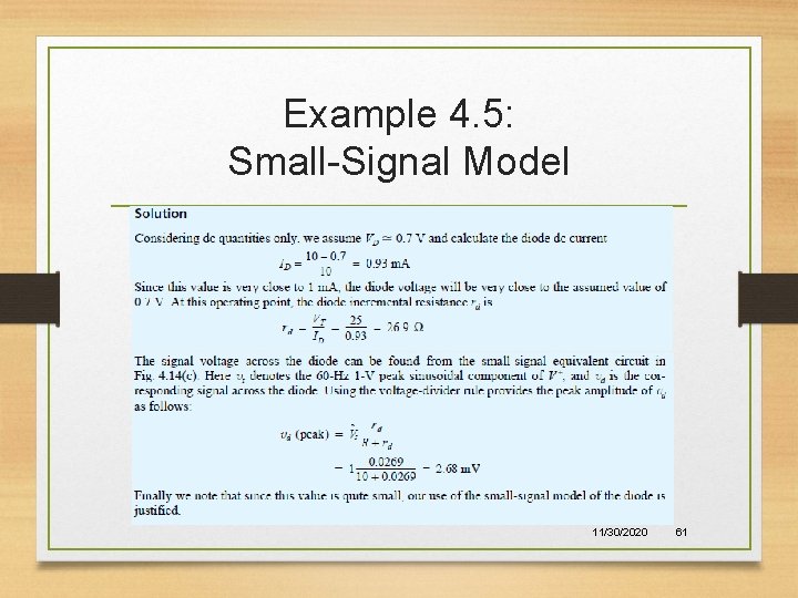Example 4. 5: Small-Signal Model 11/30/2020 61 