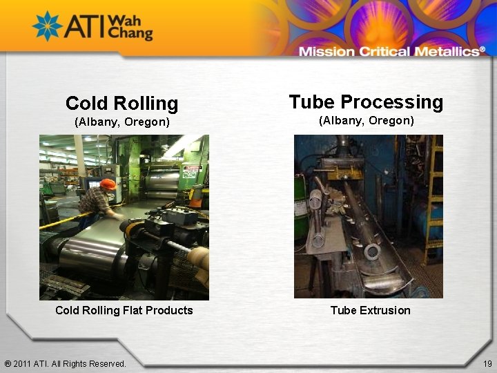 Cold Rolling (Albany, Oregon) Cold Rolling Flat Products ® 2011 ATI. All Rights Reserved.