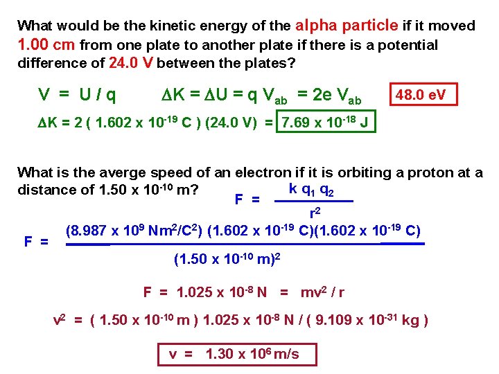 What would be the kinetic energy of the alpha particle if it moved 1.