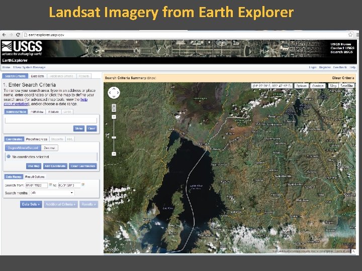 Landsat Imagery from Earth Explorer 