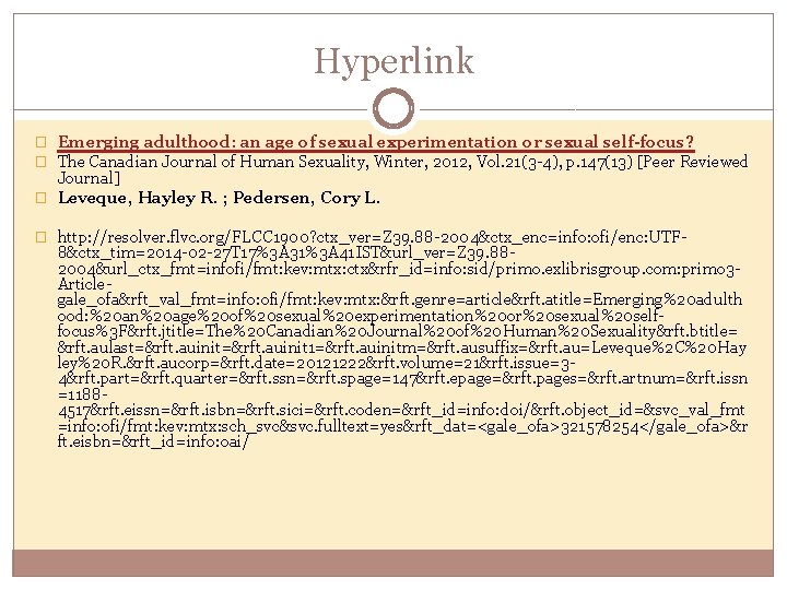 Hyperlink � Emerging adulthood: an age of sexual experimentation or sexual self-focus? � The Hyperlink � Emerging adulthood: an age of sexual experimentation or sexual self-focus? � The