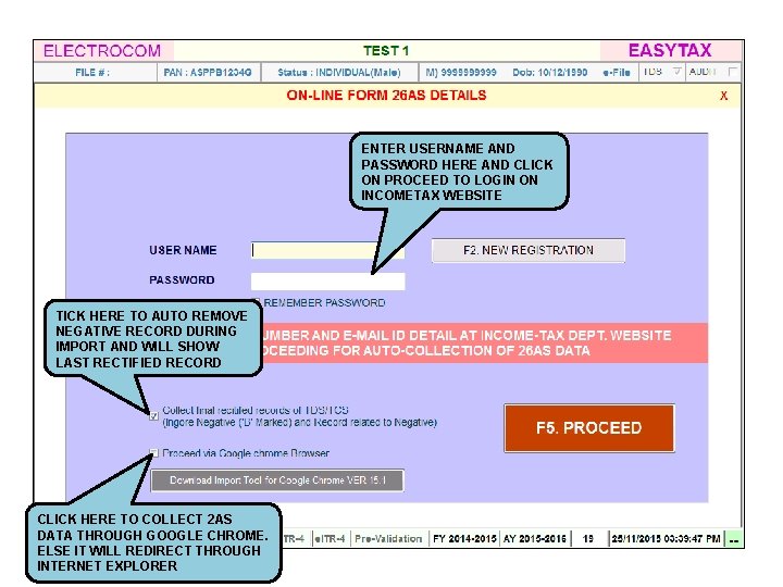 ENTER USERNAME AND PASSWORD HERE AND CLICK ON PROCEED TO LOGIN ON INCOMETAX WEBSITE