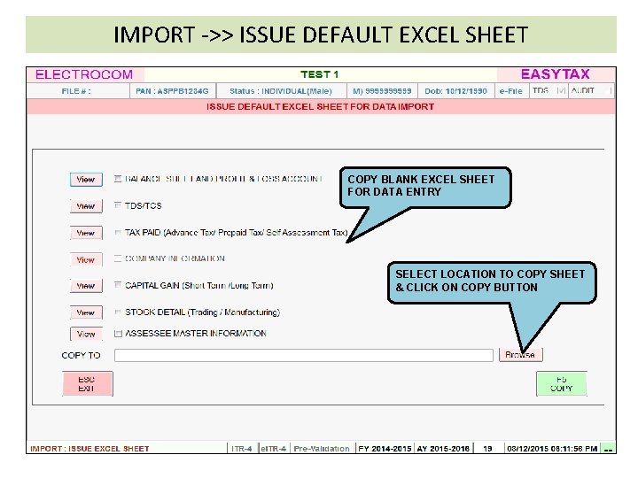 IMPORT ->> ISSUE DEFAULT EXCEL SHEET COPY BLANK EXCEL SHEET FOR DATA ENTRY SELECT