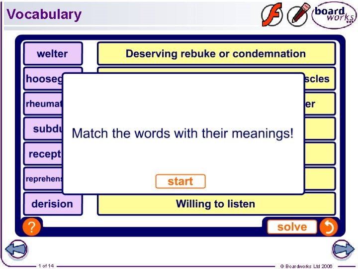 Vocabulary 1 of 14 © Boardworks Ltd 2006 