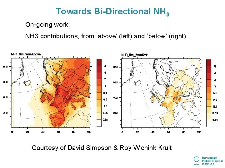 Towards Bi-Directional NH 3 On-going work: NH 3 contributions, from ’above’ (left) and ’below’ Towards Bi-Directional NH 3 On-going work: NH 3 contributions, from ’above’ (left) and ’below’