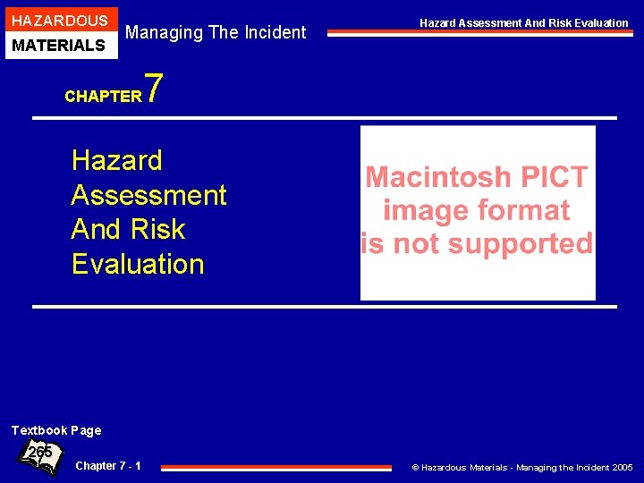 HAZARDOUS MATERIALS Managing The Incident Hazard Assessment And Risk Evaluation 7 CHAPTER Hazard Assessment