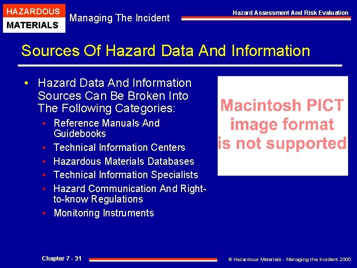 HAZARDOUS MATERIALS Managing The Incident Hazard Assessment And Risk Evaluation Sources Of Hazard Data