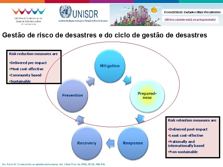 Gestão de risco de desastres e do ciclo de gestão de desastres Risk reduction