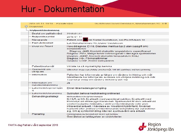 Hur - Dokumentation FAKTA-dag Palliativ vård september 2019 