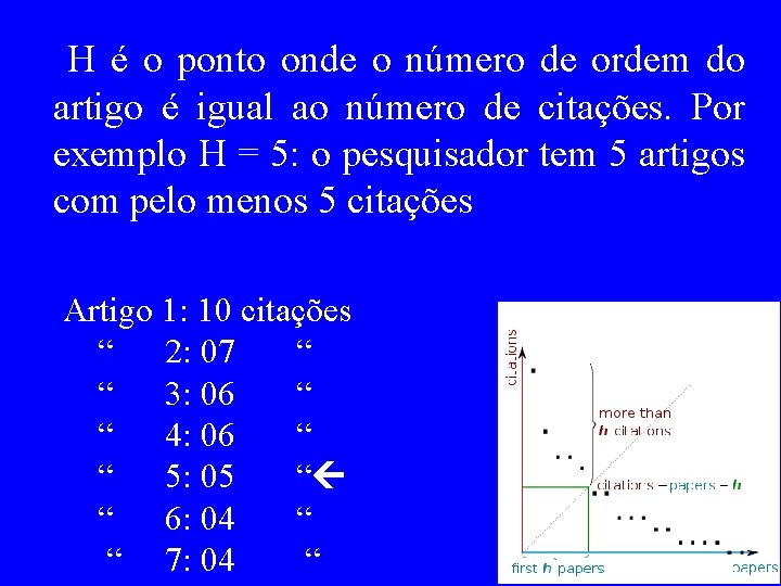  H é o ponto onde o número de ordem do artigo é igual