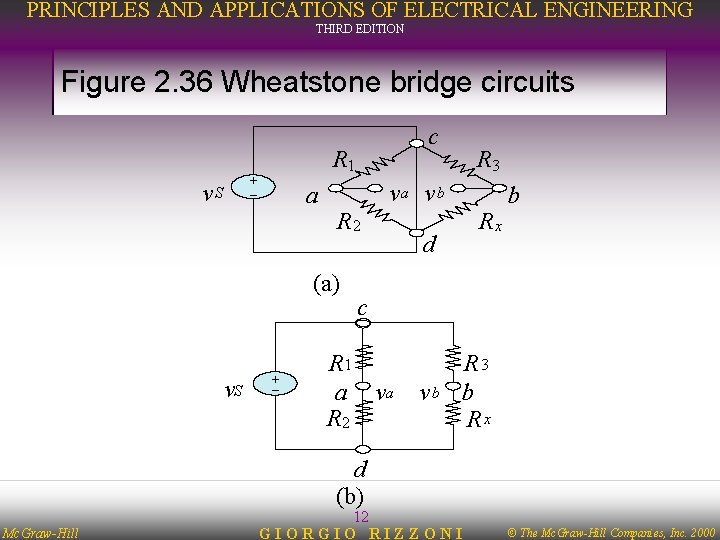 PRINCIPLES AND APPLICATIONS OF ELECTRICAL ENGINEERING THIRD EDITION Figure 2. 36 Wheatstone bridge circuits