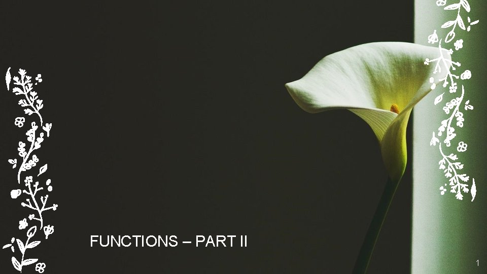 FUNCTIONS – PART II 1 