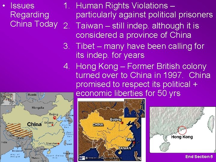  • Issues 1. Human Rights Violations – Regarding particularly against political prisoners China