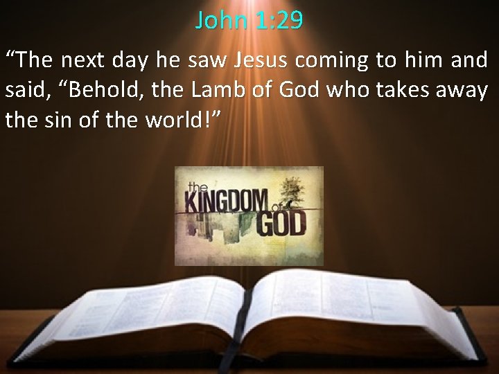 John 1: 29 “The next day he saw Jesus coming to him and said,