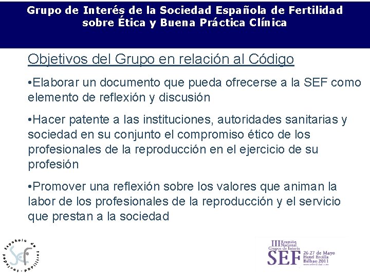 Grupo de Interés de la Sociedad Española de Fertilidad Relación de los profesionales los