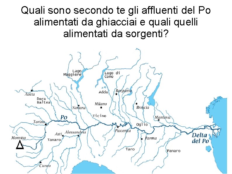 Quali sono secondo te gli affluenti del Po alimentati da ghiacciai e quali quelli