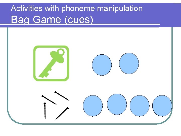 Activities with phoneme manipulation Bag Game (cues)  Activities with phoneme manipulation Bag Game (cues)
