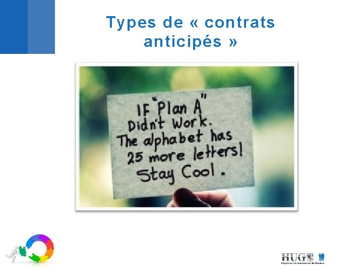 Types de « contrats anticipés » 12/1/2020 ‹#› 