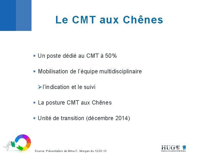 Le CMT aux Chênes § Un poste dédié au CMT à 50% § Mobilisation