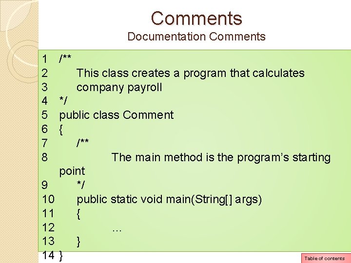 Comments Documentation Comments 1 2 3 4 5 6 7 8 9 10 11 Comments Documentation Comments 1 2 3 4 5 6 7 8 9 10 11