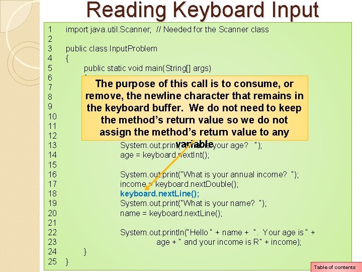 Reading Keyboard Input 1 2 3 4 5 6 7 8 9 10 11 Reading Keyboard Input 1 2 3 4 5 6 7 8 9 10 11