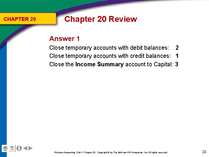 CHAPTER 20 Chapter 20 Review Answer 1 Close temporary accounts with debit balances: 2