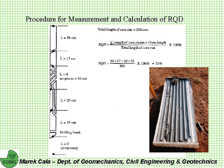 Procedure for Measurement and Calculation of RQD Marek Cała – Dept. of Geomechanics, Civil