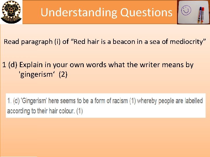 Understanding Questions Read paragraph (i) of “Red hair is a beacon in a sea