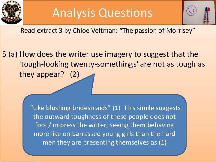 Analysis Questions Read extract 3 by Chloe Veltman: “The passion of Morrisey” 5 (a)