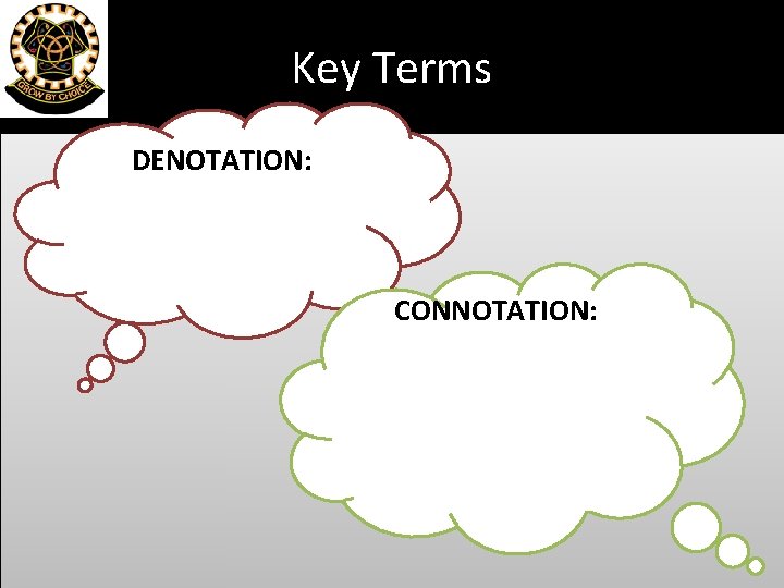 Key Terms DENOTATION: The literal meaning of a word – the dictionary definition. CONNOTATION: